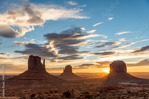Great magnificent sunrise over the Monument Valley, Arizona
