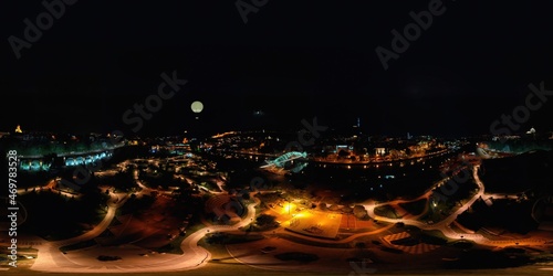 TBilisi, Georgia - October 21, 2021: 360 panorama of the night city