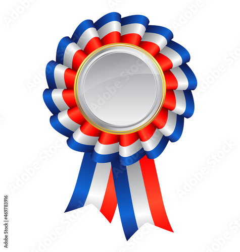 red white blue ribbon award silver medal center