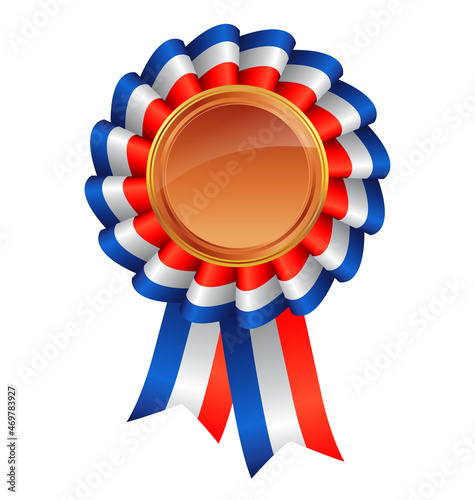 red white blue ribbon award bronze medal center