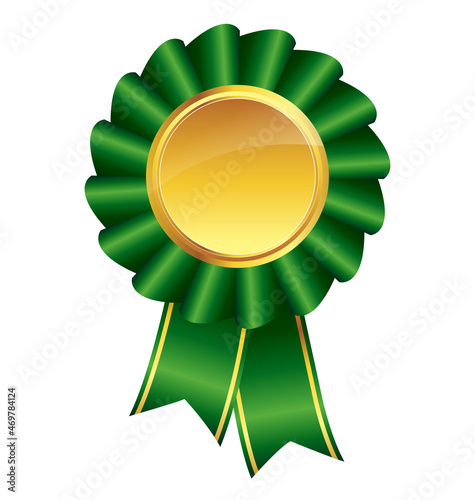 green ribbon award with gold medal center
