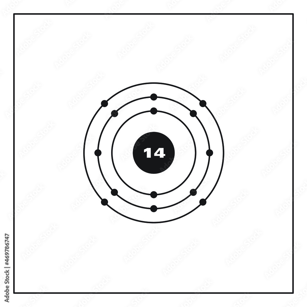Bohr model representation of the silicon atom, number 14 and symbol Si.
Conceptual vector illustration of silicon atom and electron configuration 2, 8, 4. Bohr model representation of the silicon atom, number 14 and symbol Si.
Conceptual vector illustration of silicon atom and electron configuration 2, 8, 4.