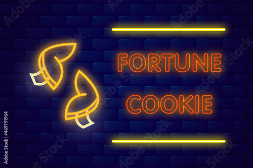 Night neon banner with fortune cookies