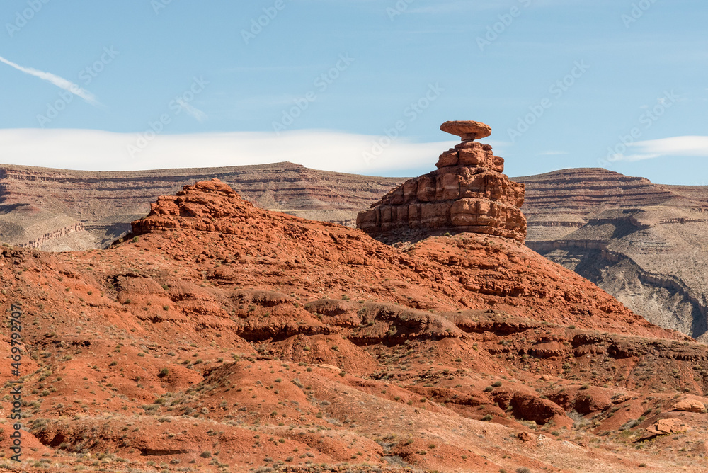 Scenic Mexican Hat rock formation in Utah