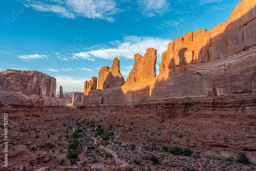 Scenic rock formation in the Park Avenue in the Arches National Park photo