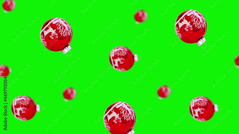 Flying Glass White red Christmas tree toy of different diameters on the green screen on isolated background. Moving background pattern. Animated Background.High quality 4k Christmas footage Flying Glass White red Christmas tree toy of different diameters on the green screen on isolated background. Moving background pattern. Animated Background.High quality 4k Christmas footage