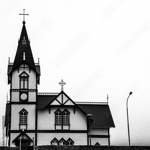 2021 08 12 Husavik church and fog photo