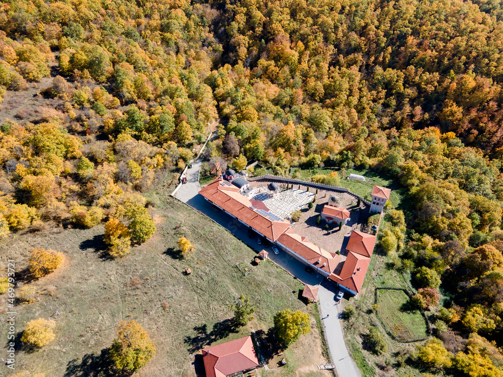 Aerial view of Medieval Tsarnogorski (Gigintsi) monastery, Bulgaria Aerial view of Medieval Tsarnogorski (Gigintsi) monastery, Bulgaria