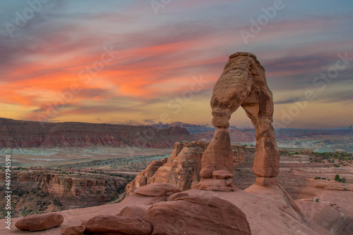 Sunrise over Delicate Arch in the Arches National Park