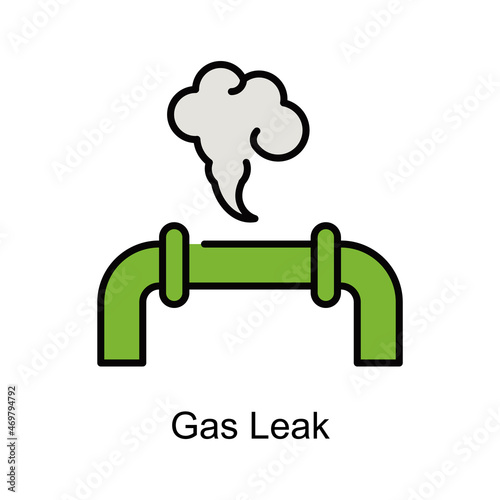 Gas Leak vector fill outline icon. Illustration style EPS 10 file format