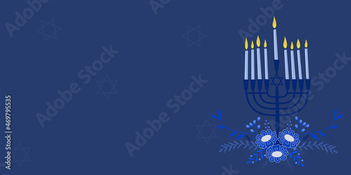 Hanukkah banner template with nice and creative jewish symbol. Vector illustration