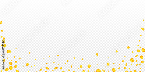 European Union Euro coins falling. Great scattered EUR coins. Europe money. Emotional jackpot, wealth or success concept. Vector illustration.