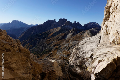 Mountain peaks of the Sexten or Sesto Dolomites, Trentino-Alto Adige, Italy, Europe.