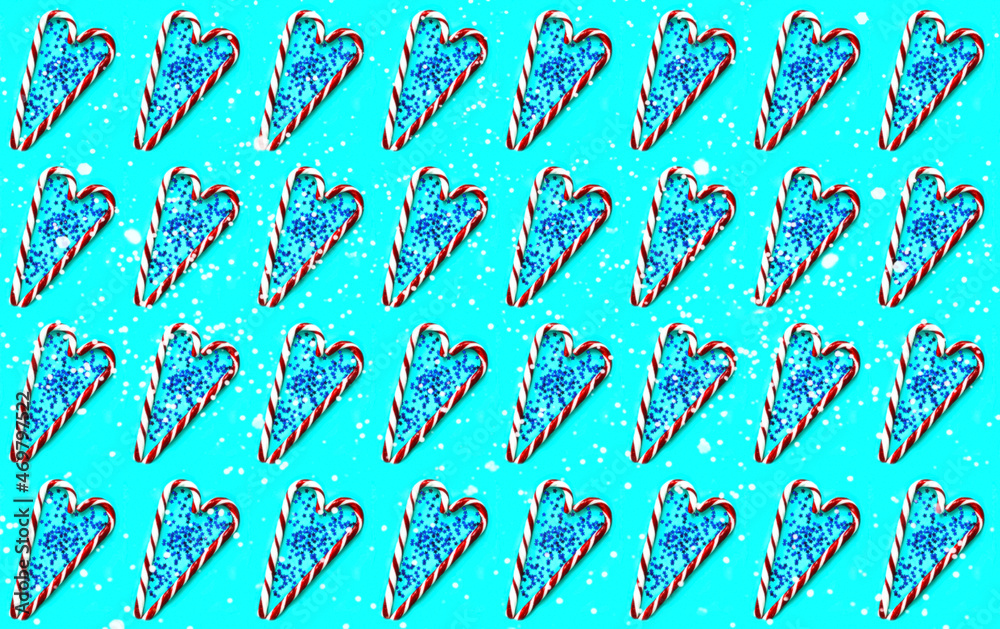 Pattern from Caramel heart on green background with sparkles. Design for festive wrapping paper. Pattern from Caramel heart on green background with sparkles. Design for festive wrapping paper.