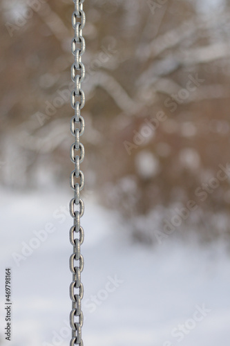 Metal chain in cold winter