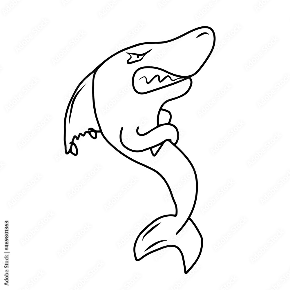 Naklejka premium Vector children's design for postcard banners.Funny shark