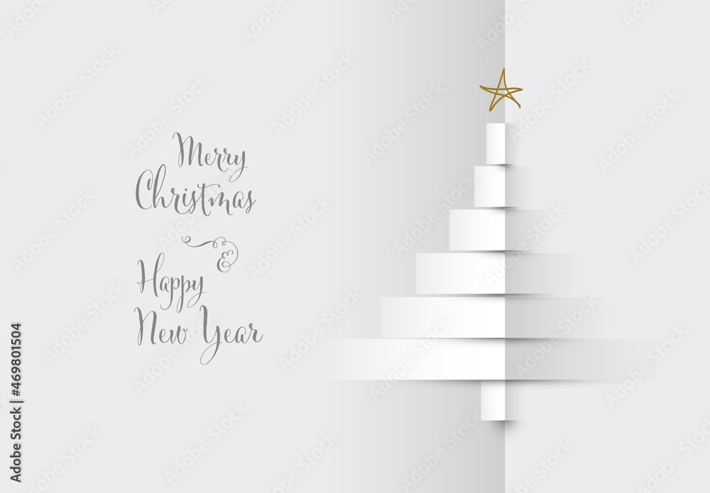 Christmas Card with Tree Made from Folded Paper Stripes Stock Template ...
