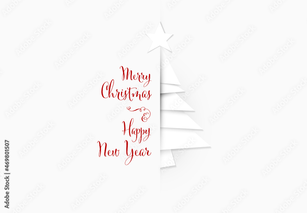 Simple Vector Christmas Tree Made from Pieces of White Paper Stock ...