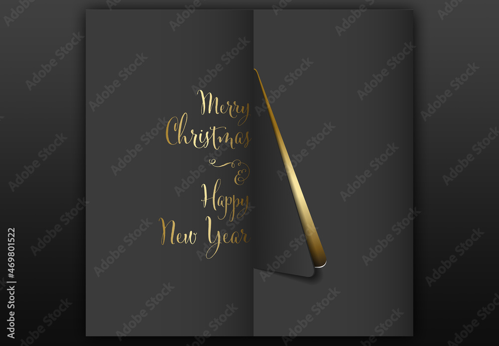 Vector Merry Christmas Card with a Black Tree Made from Paper with ...
