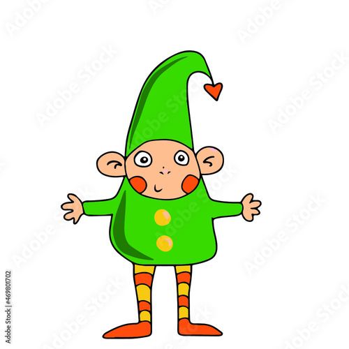 Vector children's design for postcard banners.Cute funny Christmas elves