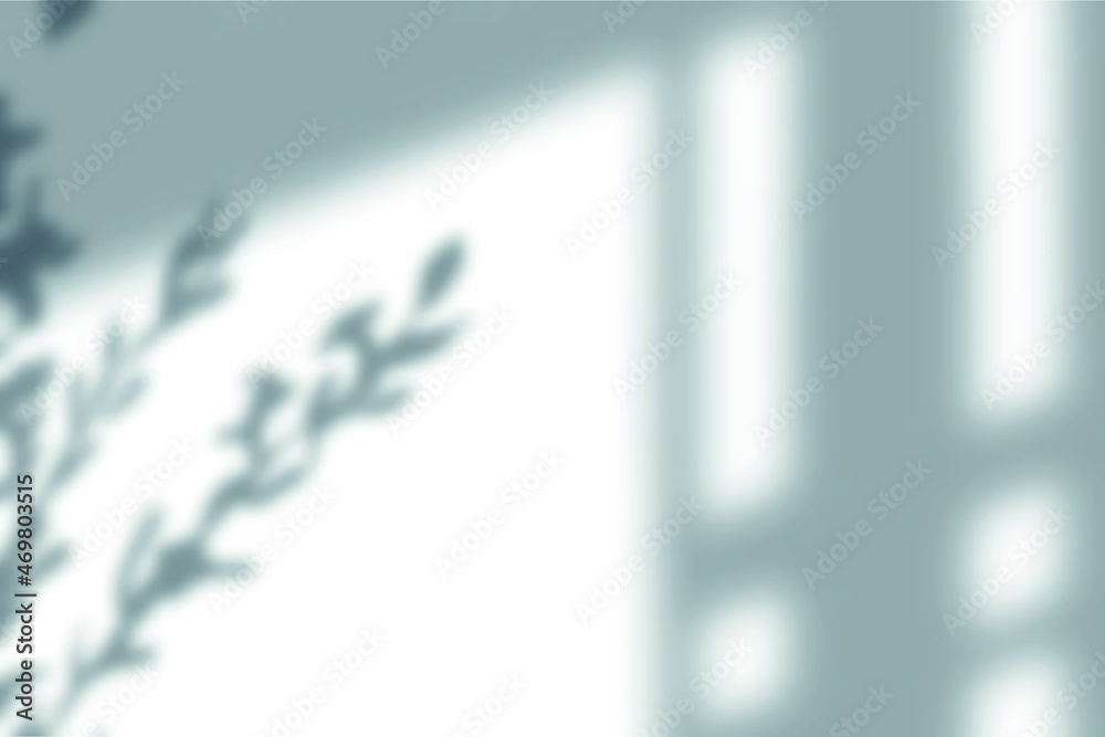 Obraz premium best shadow caused by light reflected on the leaf with white wall vectoral illustration
