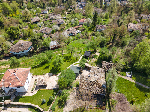 Aerial Spring view of village of Bozhentsi, Bulgaria photo