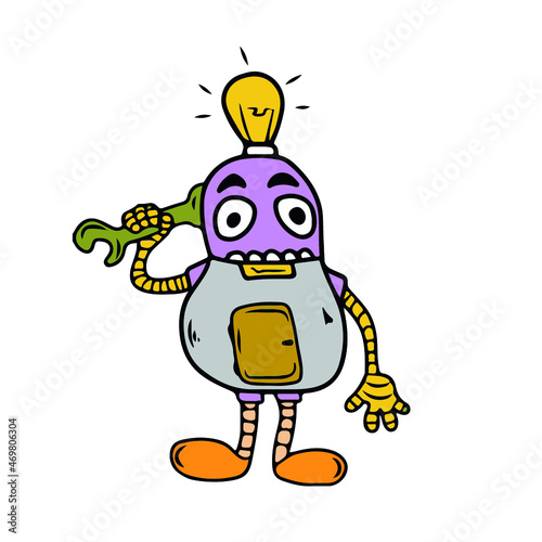 Vector children's design for postcard banners.Funny robot