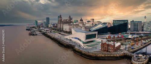 Aerial view of the Museum of Liverpool, reflects the city's global significance through its unique geography, history and culture photo
