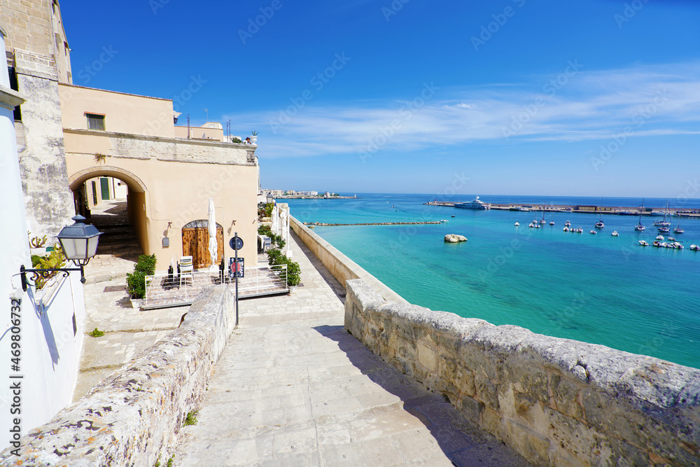Beautiful view of Otranto historic town on Adriatic Sea, Puglia, Italy