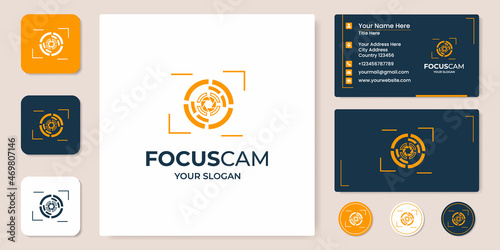 camera lens logo design and business card design