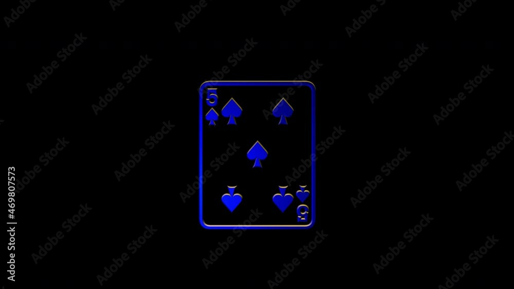 Five of Spades 3D rotating playing card icon with alpha channel Five of Spades 3D rotating playing card icon with alpha channel