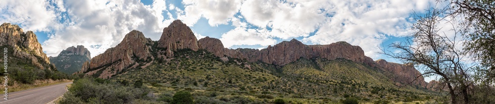 Famous panoramic view of the Chisos mountains in Big Bend NP