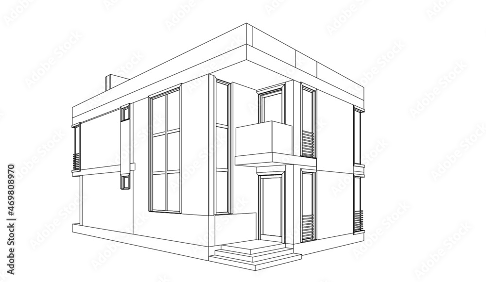 Modern house architecture 3d illustration
