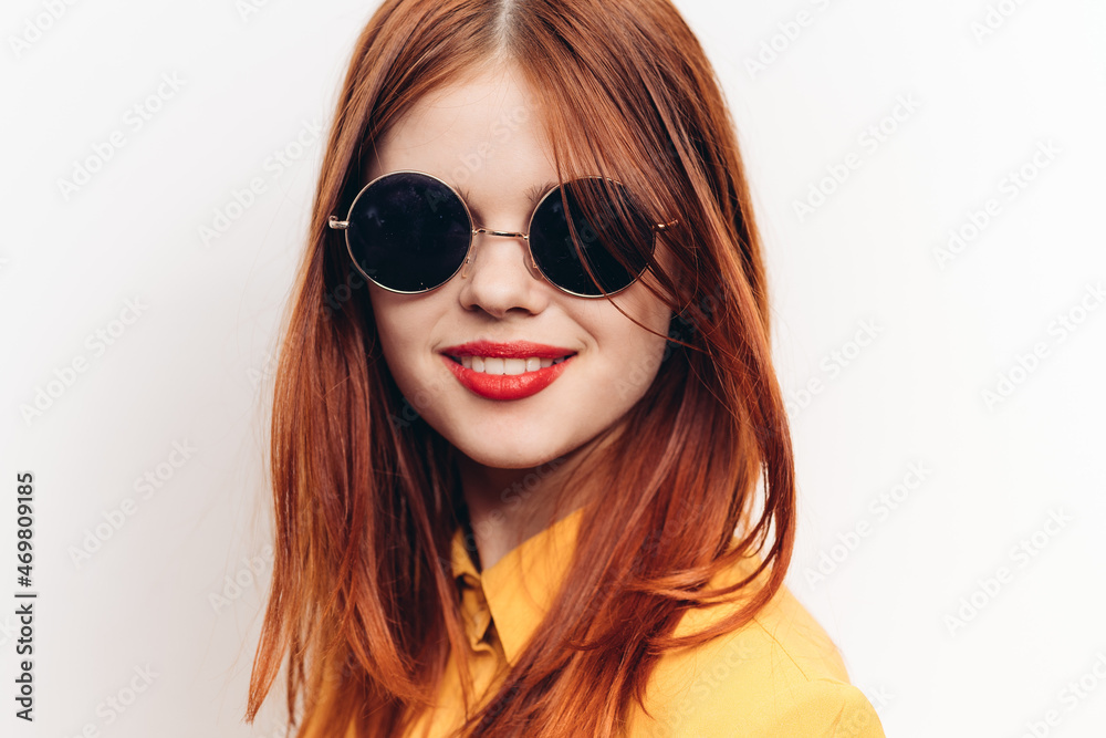 glamorous woman in sunglasses red hair close-ups glamorous woman in sunglasses red hair close-ups