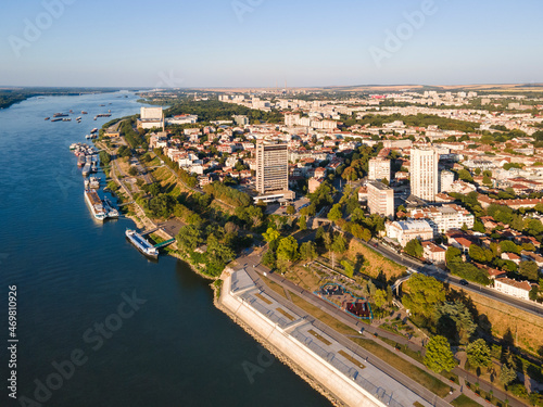Aerial view of Danube River and City of Ruse, Bulgaria photo