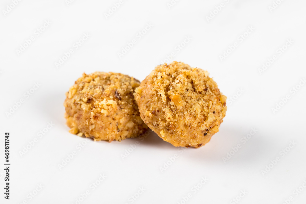 Two peanut cookies, isolated on a white background Two peanut cookies, isolated on a white background