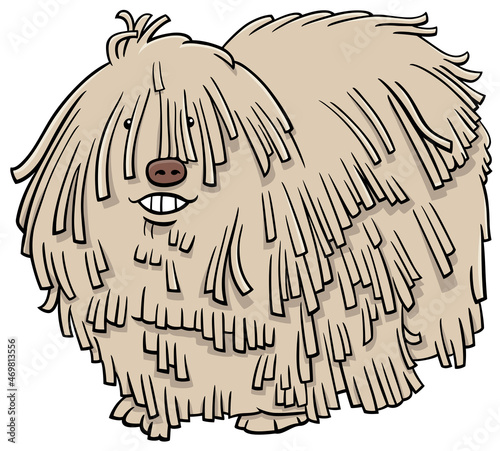 cartoon komondor or Hungarian sheepdog purebred dog