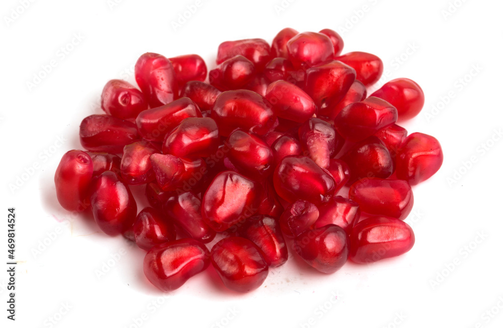 pomegranate granules on white background pomegranate granules on white background