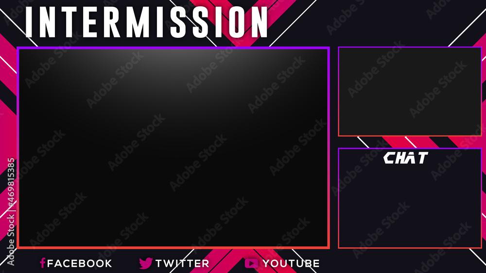 Twitch Overlay Face Cam, Web Camera with chat for streaming broadcast.  Gradient design, Redish Gaming face cam with chat window. Streaming offline  screen. Overlay background twitch Stock Vector | Adobe Stock