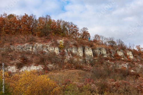 A mountain peak as a place of Christian pilgrimages. Background with copy space for text photo