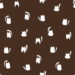Handdoek met foto Bruin patronen Speelse katten doodle patroon  © Alesse