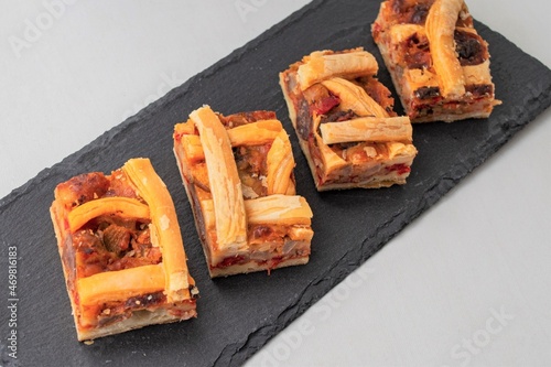 Pieces of homemade meet pie