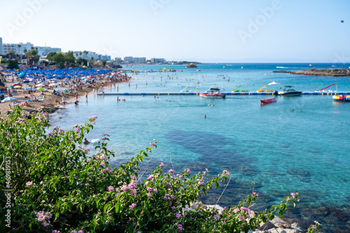 Crystal clear blue water of Mediterranean sea on Fig tree beach in Protaras, Cyprus