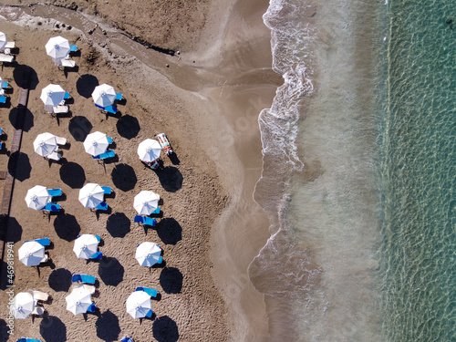 Top view on Coral bay in Peyia, Mediterranean sea near Paphos, Cyprus, Coral beach at morning photo