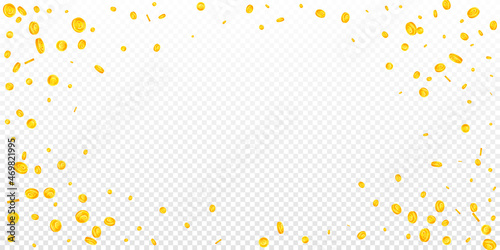 European Union Euro coins falling. Lovely scattered EUR coins. Europe money. Ravishing jackpot, wealth or success concept. Vector illustration.