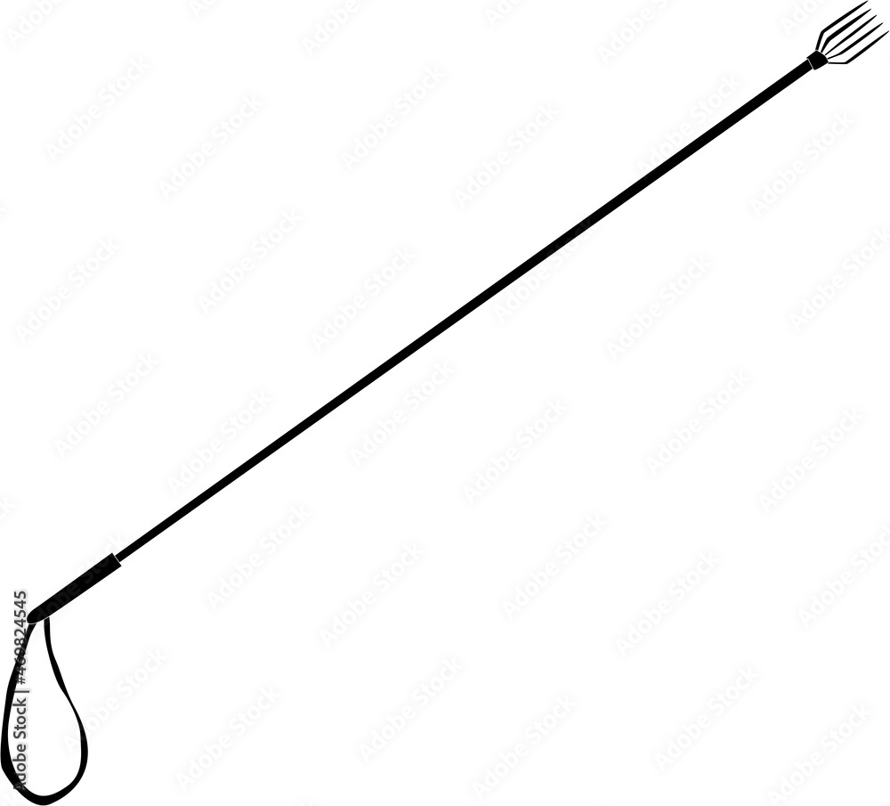 魚を突くモリのシルエット