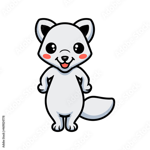 Cute little arctic fox cartoon standing