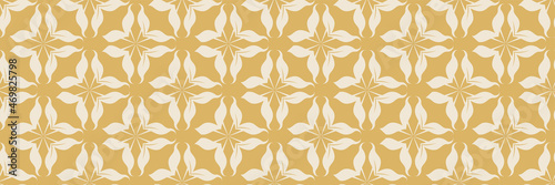 Background pattern with simple decorative ornament on a gold backdrop for your design. Seamless background for wallpaper, textures.