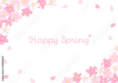 Cherry Blossoms Illustration Frame, White Background