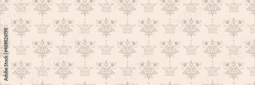Background pattern with decorative floral ornament in vintage style on a beige background for your design. Seamless background for wallpaper, textures. 